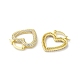 Серьги-кольца из латуни с полым сердцем и фианитами EJEW-Q786-07G-2