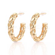 Серьги-гвоздики из латуни в форме буквы С EJEW-T047-90G