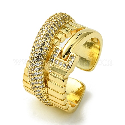 Открытые манжеты из латуни с микропаве кубический цирконий RJEW-K256-41G-1