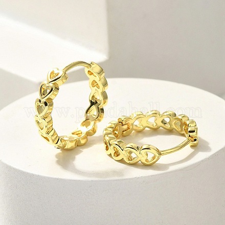 Серьги-кольца из латуни с прозрачным фианитом EJEW-M047-18G-1