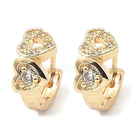 Серьги-кольца из латуни с цирконием EJEW-D078-37G-1