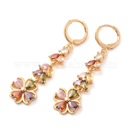 Серьги с подвесками из золотой латуни EJEW-B037-02G-01-1
