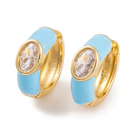 Серьги из латуни с эмалью кубического циркония EJEW-S219-14G-03-1
