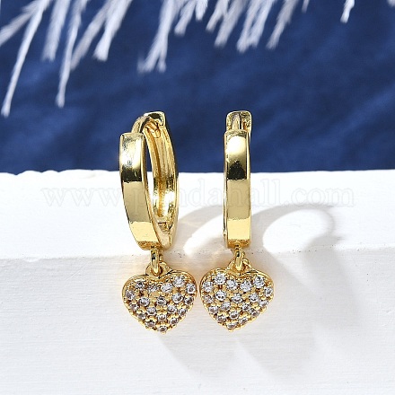 Серьги-кольца из латуни в форме сердца EJEW-Z086-09G-1