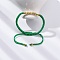 Polyester Cord Braided Bead Bracelets for Women, with Brass Beads, Long-Lasting Plated, Green, Inner Diameter: 1-7/8~2-5/8 inch(4.8~6.6cm)