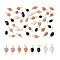 120Pcs 4 Styles Natural Mixed Gemstone Connector Charms, Nuggets Link, with Golden Iron Double Loops, 14~18x5~8x4~6mm, Hole: 1.5mm & 2~3mm, 30pcs/style