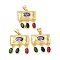 Rack Plating Brass Pave Cubic Zirconia Pendants, Lead Free & Cadmium Free, Real 18K Gold Plated, Long-Lasting Plated, Rectangle Charm, Colorful, 22x18x3mm, Hole: 4x3.5mm