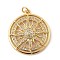 Brass Micro Pave Cubic Zirconia Pendants, Sun, with Jump Ring, Golden, 28x25x4.5mm, Hole: 3mm
