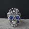Alloy Rhinestone Adjustable Statement Cuff Open Rings for Men, Sapphire, Inner Diameter: 15~20mm