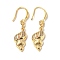 Colorful Cubic Zironia Conch Shape Dangle Earrings, Rack Plating Brass Jewelry for Women, Golden, 41mm, Pin: 0.8mm