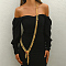 Bohemian Style Vintage Middle Eastern Iron Fringed Waist Shoulder Body Chains, Red, Golden, 1555mm