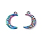 Ion Plating(IP) 304 Stainless Steel Pendants, Moon Charms, Rainbow Color, 24x14x2mm, Hole: 2.5mm