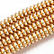 Electroplate Non-magnetic Synthetic Hematite Bead Strands, Rondelle, Light Gold Plated, 6x3mm, Hole: 1mm, about 125~133pcs/strand, 15.7 inch