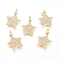 Brass Micro Pave Cubic Zirconia Pendants, with Jump Ring, Long-Lasting Plated, Star, Clear, Real 18K Gold Plated, 15x13.5x2mm, Hole: 3mm