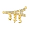Brass Micro Pave Cubic Zirconia Connector Charms, Pyramid and Stars and Moon, Rack Plating, Long-Lasting Plated, Lead Free & Cadmium Free, Real 18K Gold Plated, 30.5x24x5mm, Hole: 1.4mm