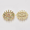 Mother's Day Brass Micro Pave Cubic Zirconia Links connectors, Word Mom, Nickel Free, Colorful, Real 18K Gold Plated, 19x21x2mm, Hole: 1.2mm