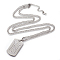 Non-Tarnish 304 Stainless Steel Split Initial Pendant Necklaces, with Lobster Claw Clasps and Curb Chains, Rectangle with Letter, Letter.N, 27.55 inch(70cm), Pendant: 41x23x2mm