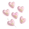 2Pcs UV Platings Acrylic Beads, Heart with Tulip, with Enamel, Pearl Pink, 20x19mm, Hole: 2mm