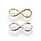 Brass Links connectors, Infinity, Mixed Color, 6x14x2mm, Hole: 3mm