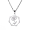 Non-Tarnish 304 Stainless Steel Pendant Necklaces, November Chrysanthemum, 16.14~19.69 inch(41~50cm)
