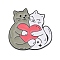 Cute Animal Hug with Heart Enamel Pins, Alloy Brooches for Backpack Clothes, Cat Shape, 29x30mm