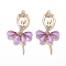 Alloy Big Pendants, with Resin & Crystal Rhinestone, Faceted, Ballerina, Golden, Medium Orchid, 59~60x30~31x4.5mm, Hole: 2.5mm