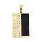 304 Stainless Steel Charms, with Rhinestone and Enamel, Real 18K Gold Plated, Black, Rectangle, 29.5x19x2mm, Hole: 7x4mm