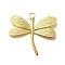 Ion Plating(IP) 304 Stainless Steel Pendants, Dragonfly Charm, Real 18K Gold Plated, 41.5x44x2.5mm, Hole: 4mm