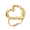 304 Stainless Steel Open Cuff Rings, Hollow Heart, Golden, Inner Diameter: 18.6mm