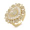 Rack Plating Brass Micro Pave Cubic Zirconia Cuff Finger Rings for Women, Cadmium Free & Lead Free, Long-Lasting Plated, Real 18K Gold Plated, Heart, 25.5mm, Inner Diameter: adjustable