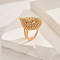 Brass Micro Pave Cubic Zirconia Adjustable Finger Rings for Women, Teardrop, Golden, Clear, Teardrop: 29x20mm, Inner Diameter: Adjustable