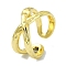 Brass Open Cuff Ring, Cadmium Free & Nickel Free & Lead Free, Criss Cross Ring, Real 18K Gold Plated, Inner Diameter: 18mm