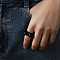 3D Heart Zinc Alloy Enamel Finger Rings, Golden, Black, Inner Diameter: 18mm