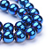 Non-magnetic Synthetic Hematite Beads Strands, Grade A, Round, Blue Plated, 6mm, Hole: 1.5~2mm, about 65~70pcs/strand