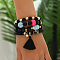 Fashionable Real 14K Gold Plated Beaded Bracelet Set, Tassel Stretch Bracelets for Women