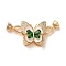 Brass Micro Pave Cubic Zirconia Fold Over Clasps, Cadmium Free & Nickel Free & Lead Free, with Glass and Enamel, Real 18K Gold Plated, 42mm, Hole: 5.5mm