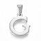 Non-Tarnish 304 Stainless Steel Pendants, Stainless Steel Color, Initial Letter.G, 19x16x1.8mm, Hole: 3x7mm