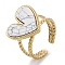 Ion Plating(IP) 304 Stainless Steel Ring, Adjustable Synthesize Howlite Rings, Heart, 18x17.5mm, Inner Diameter: Adjustable