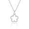 925 Silver Hollow Flower Pendant Necklace, Cable Chain Necklaces