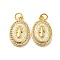 Brass Micro Pave Cubic Zirconia with Synthetic Opal Pendants, with Jump Ring, Cadmium Free & Lead Free, Real 18K Gold Plated, Oval, Oval, 19.5x12.5x3mm