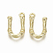 Alloy Pendants, Cadmium Free & Nickel Free & Lead Free, Bamboo Initial Letter, Real 18K Gold Plated, Letter.U, U:17x10x3mm, Hole: 1.5mm