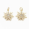 Brass Micro Pave Clear Cubic Zirconia Pendants, with Jump Rings, Nickel Free, Sun, Real 18K Gold Plated, 19.5x17.5x3.5mm, Jump Ring: 5x0.8mm, Inner Diameter: 3.4mm