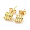 Brass Ear Studs, Column, Real 18K Gold Plated, 8x6.5mm