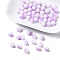 Two Tone Opaque Baking Painted Glass Beads Strands, Round, Plum, 8x7mm, Hole: 1.2mm, about 100~102pcs/strand, 29.53~30.12 inch(75~76.5cm)