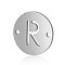 201 Stainless Steel Links connectors, Flat Round with Letter, Stainless Steel Color, Letter.R, 12x0.8mm, Hole: 0.8mm