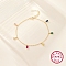 Colorful Cubic Zirconia Teardrop Charm Bracelets for Women, 925 Sterling Silver Jewelry, Real 18K Gold Plated, 6-3/4 inch(17cm)