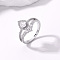 Brass Micro Pave Cubic Zirconia Double Layer Finger Rings, Teardrop, Silver, Teardrop: 14mm, US Size 6(16.5mm)