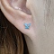 925 Sterling Silver Clear Cubic Zirconia Butterfly Stud Earrings, Turquoise, 6x4mm