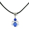Angel Shape Alloy with Glass Pendant Necklaces, with Imitation Leather Cords, Royal Blue, 17.32 inch(44cm)