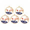 Alloy Enamel Pendants, Cadmium Free & Nickel Free & Lead Free, Light Gold, Ring with Mount Fuji, Midnight Blue, 30x27x1.5mm, Hole: 1.8mm